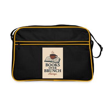 Kaffee und Bücher Motiv - Retro Tasche - Schwarz/Gold - Vorne