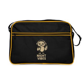Night mood owl with headphones - Retro Bag - black/gold - Front