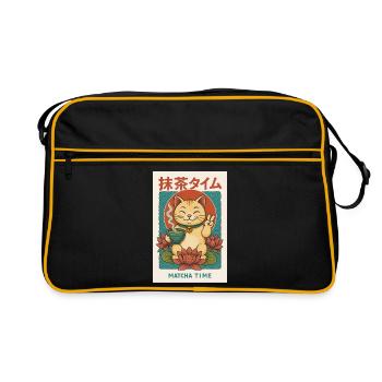 Cat Lover Rencontre avec Matcha - Sac Retro - noir/or - Devant