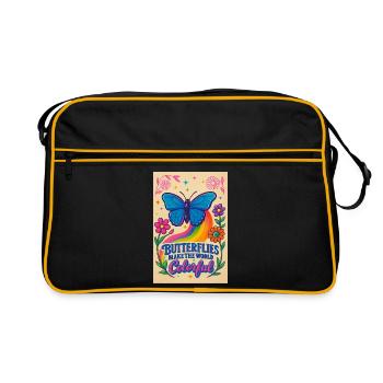 Papillon Couleur Monde Motif - Sac Retro - noir/or - Devant