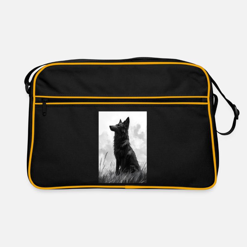 Illustration eines Wolfes Retro Tasche