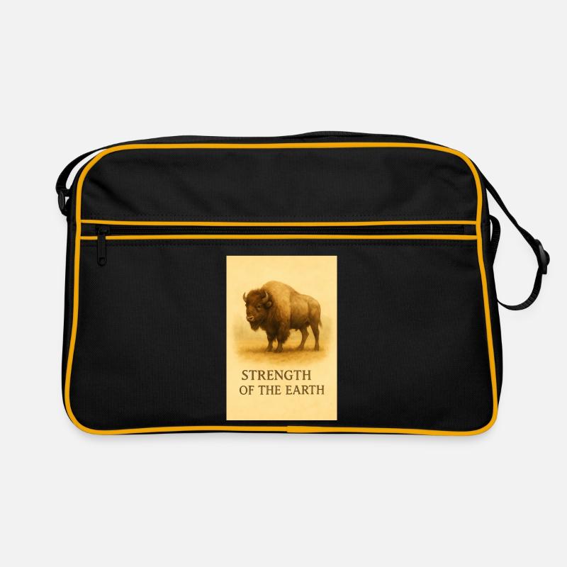 Die Stärke des Erdbisons - Retro Tasche - Schwarz/Gold