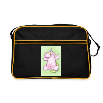 Das Einhorn - Retro Tasche - Schwarz/Gold - Vorne