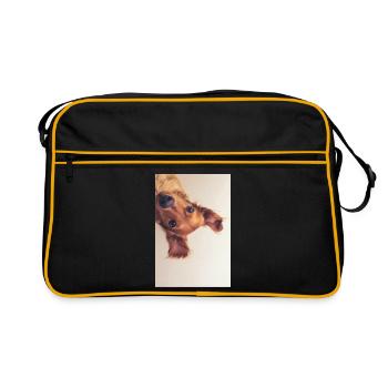 Curious Pup Portrait - Retro Bag - black/gold - Front