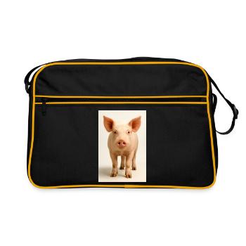 Pig Close Up Charm - Retro Bag - black/gold - Front