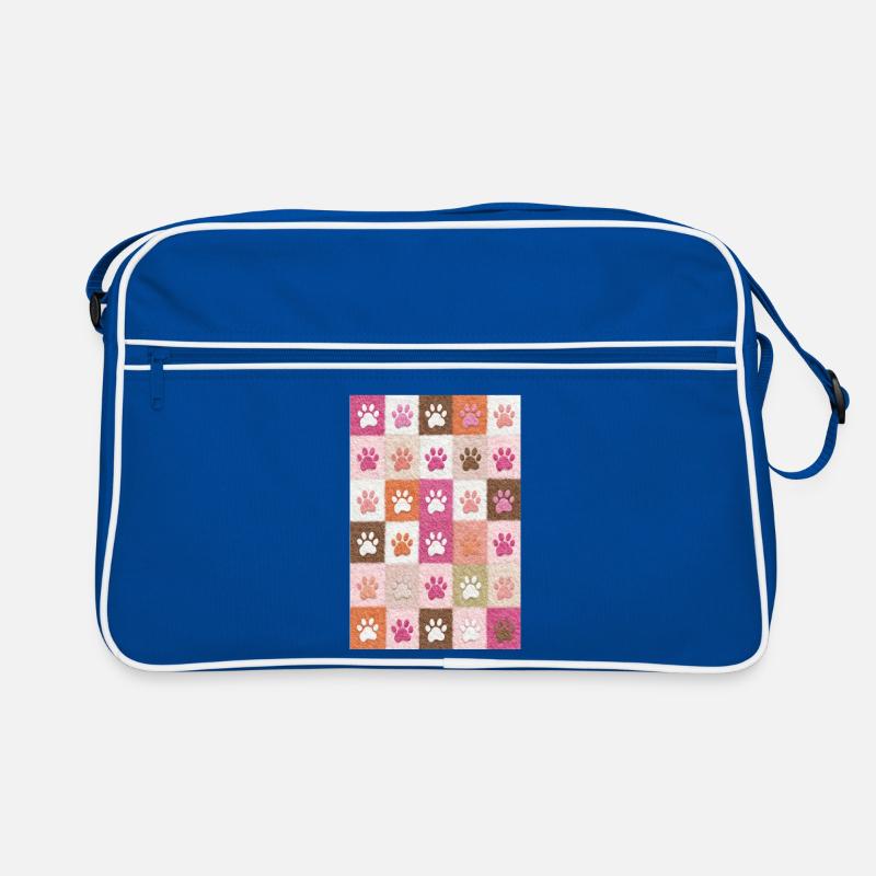 Pawprint Patchwork Plush Squares Retro Bag