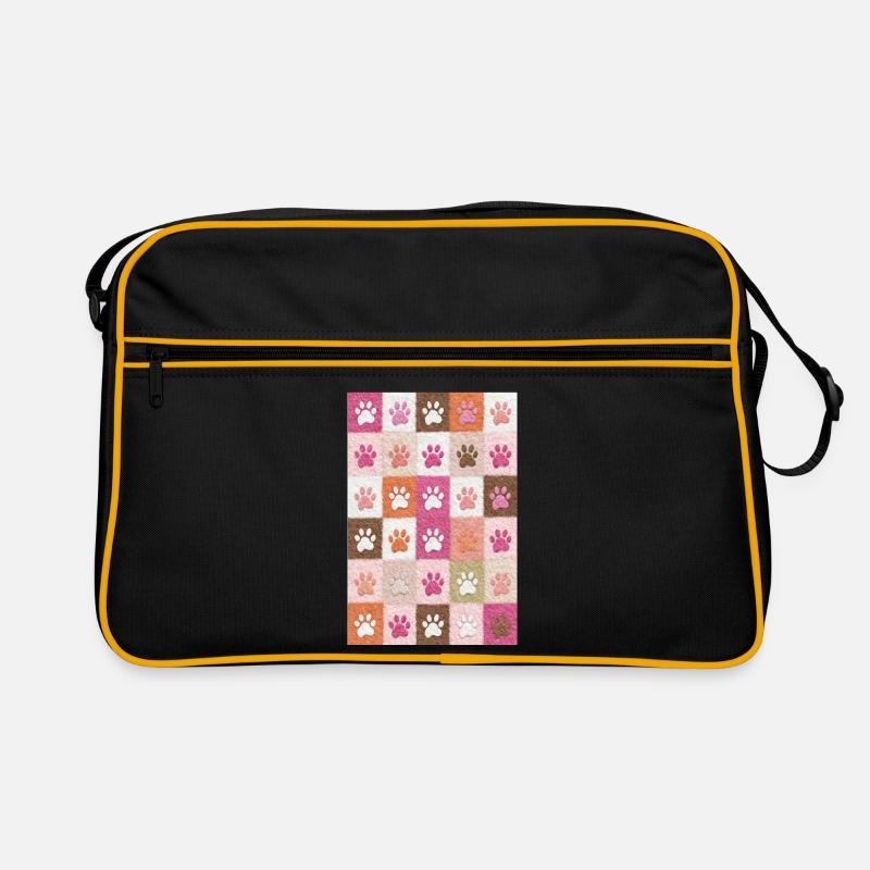 Pawprint Patchwork Plush Squares Retro Bag