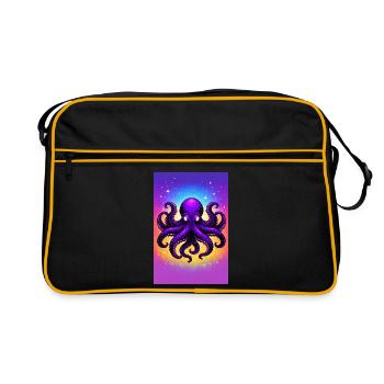 Purple Cosmic Octopus - Retro Bag - black/gold - Front