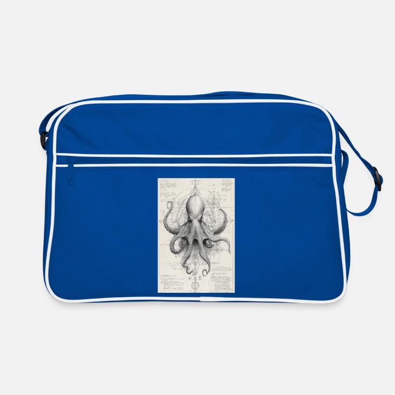 Geometric Octopus Blueprint Retro Bag