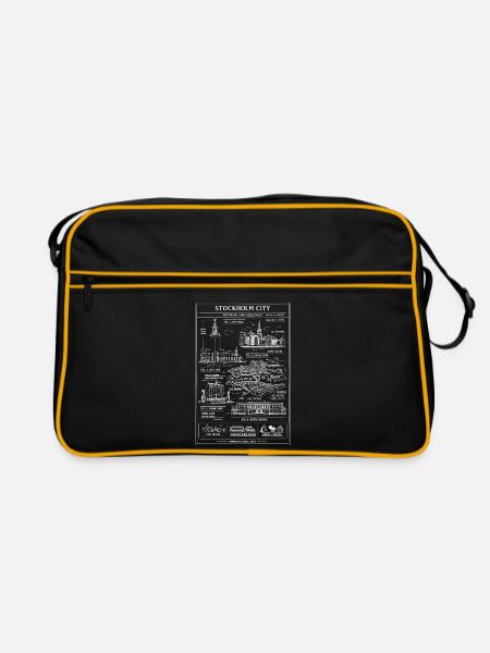 Stockholm City Blueprint - Retro Bag - black/gold - Front