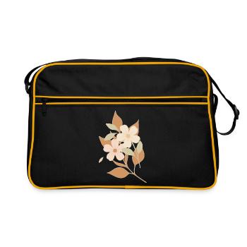 Gezeichnete Blumen - Retro Tasche - Schwarz/Gold - Vorne