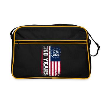 USA-Flagge Rust-Stil 1776–2026 - Retro Tasche - Schwarz/Gold - Vorne