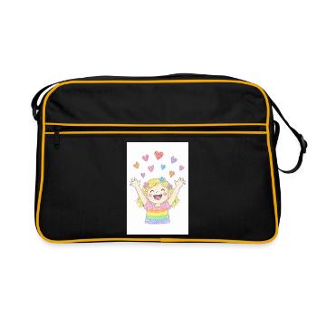 La fille joyeuse saupoudre des cœurs - Sac Retro - noir/or - Devant