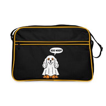 Cocker Spaniel Boo Woof -  Funny Halloween Dog - Retro Bag - black/gold - Front