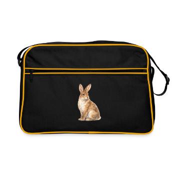 Motif du lapin aquarelle - Sac Retro - noir/or - Devant