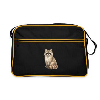 Un raton laveur dans la forêt des rêves - Sac Retro - noir/or - Devant