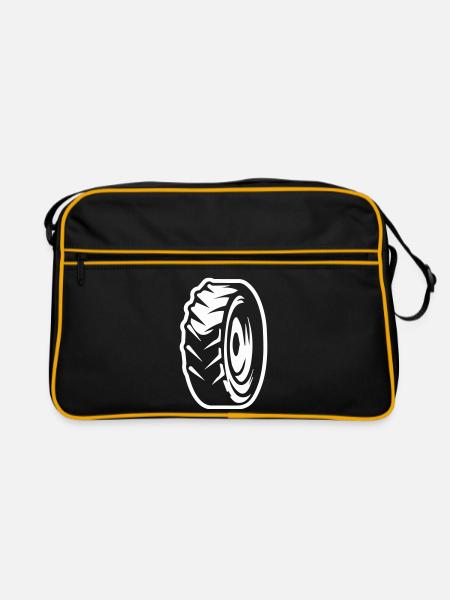 Reifen Silhouette - Retro Tasche - Schwarz/Gold