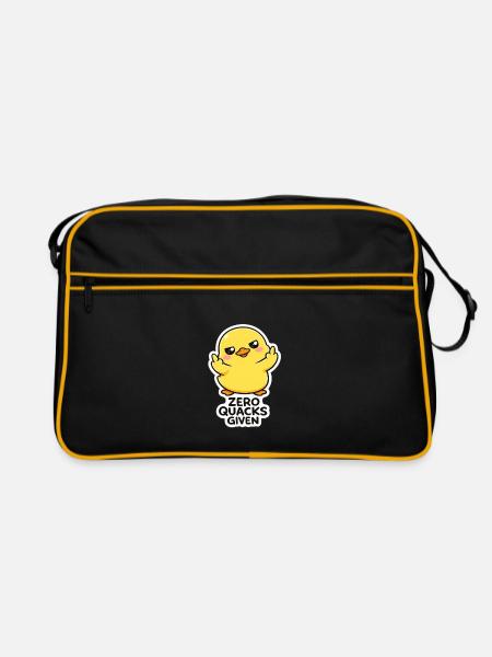Enten Attitüde: Null Quacks Gegeben - Retro Tasche - Schwarz/Gold