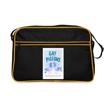 Druck von schwulen Tauben - Retro Tasche - Schwarz/Gold - Vorne