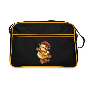 Ente in Regenstiefeln - Retro Tasche - Schwarz/Gold - Vorne