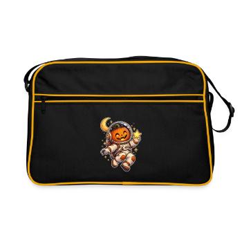 Kürbis-Astronaut - Retro Tasche - Schwarz/Gold - Vorne