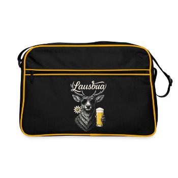 Lausbua Trachtenshirt Trachtenhemd T-Shirt Herren - Retro Tasche - Schwarz/Gold - Vorne