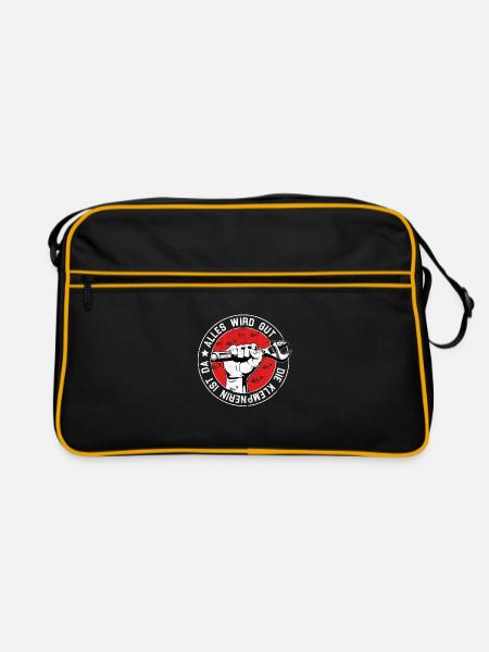 Alles Wird Gut Die Klempnerin Ist Da Installateur - Retro Tasche - Schwarz/Gold