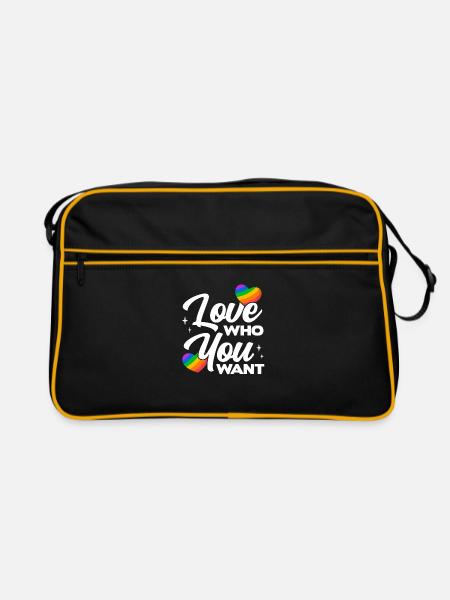 Love Who You Want Lgbtq Diversity Rainbow Pride Ga - Retro Tasche - Schwarz/Gold