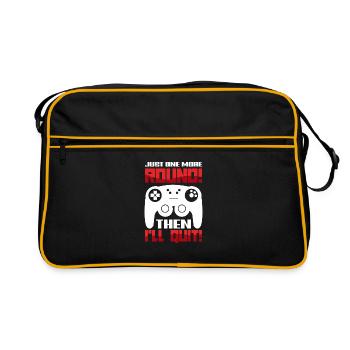 Just One More Round Then I'll Quit Video Game Play - Retro Tasche - Schwarz/Gold - Vorne
