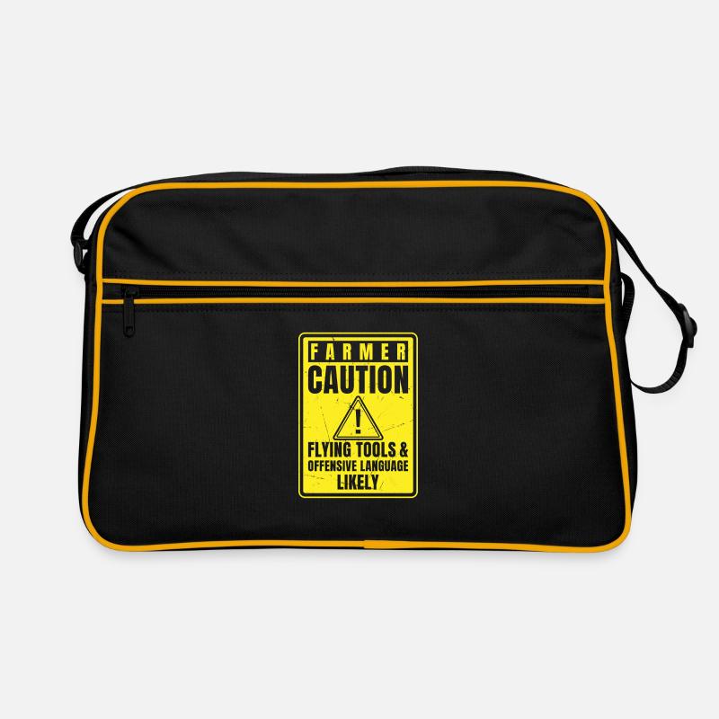 Caution Farmer Flying Tools And Offensive Language Retro Tasche