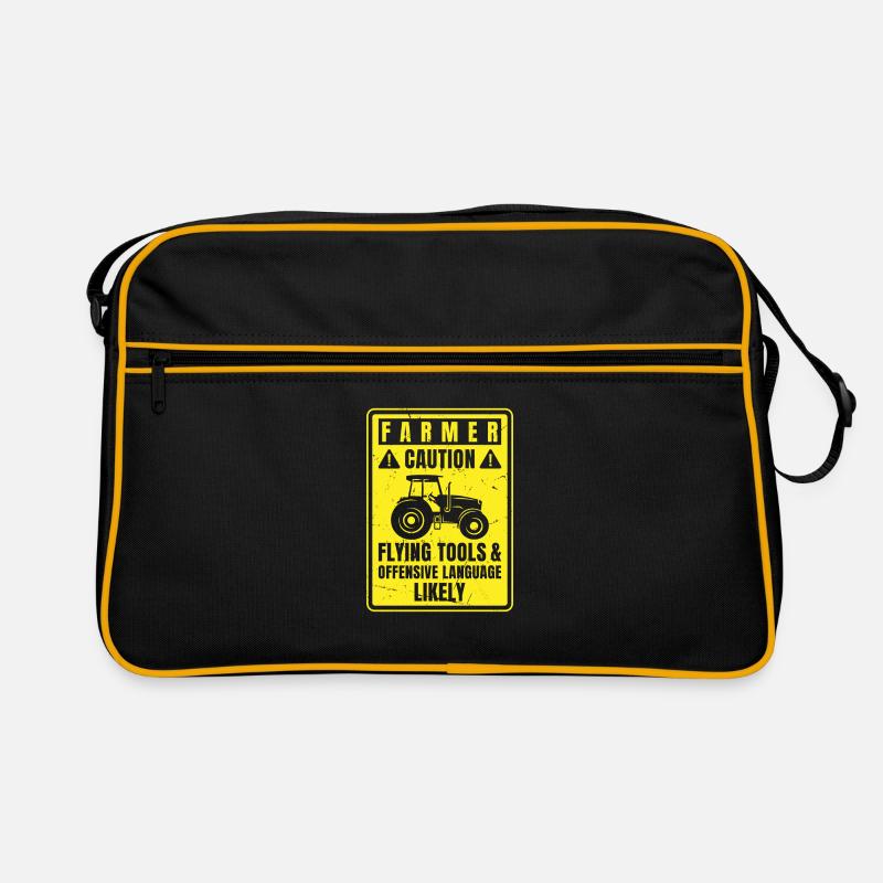 Caution Farmer Flying Tools And Offensive Language Retro Tasche
