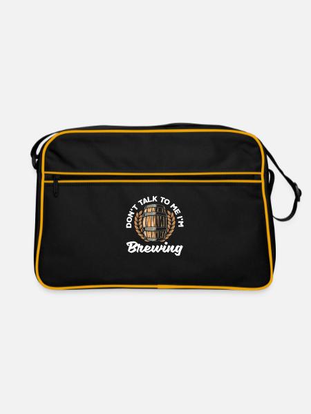 Don't Talk To Me I'm Brewing Homebrewing Brewery C - Retro Tasche - Schwarz/Gold - Vorne
