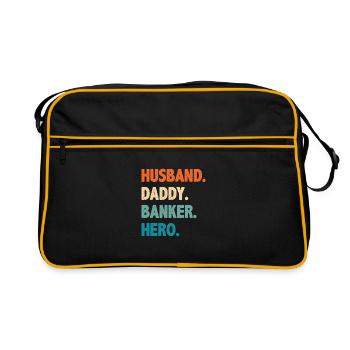 Husband Daddy Banker Hero Finance Bookkeeper Cashi - Retro Tasche - Schwarz/Gold - Vorne