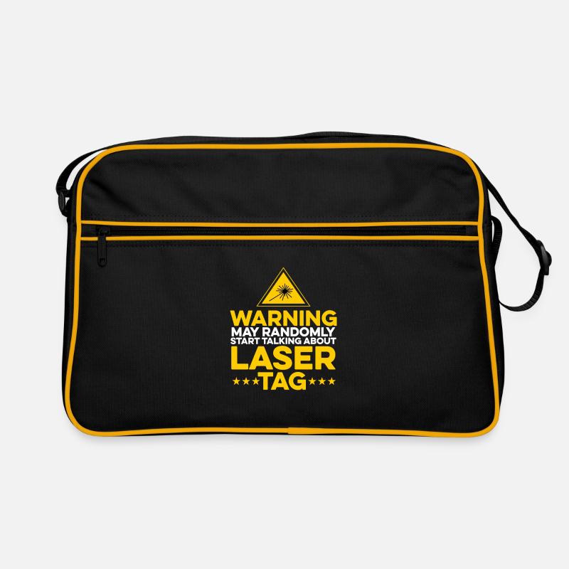Warning May Randomly Start Talking About Lasertag Retro Tasche