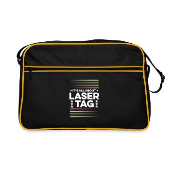 Ask Me About Lasertag Lasergame Phaser Lasertag Pl - Retro Tasche - Schwarz/Gold - Vorne