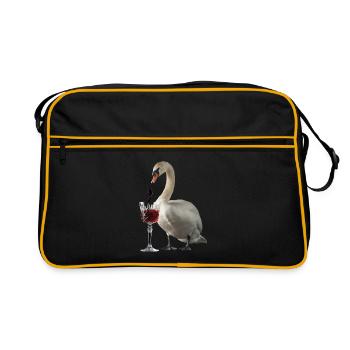 Schwan Wein - Retro Tasche - Schwarz/Gold - Vorne