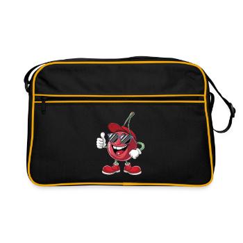 Kirsche - Retro Tasche - Schwarz/Gold - Vorne