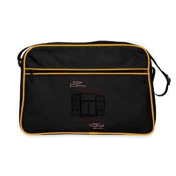 Ancienne fenêtre ancienne avec volets, mur de briques - Sac Retro - noir/or - Devant
