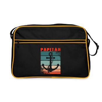 PAPITÄN - Vater Geschenkidee PAPA - Retro Tasche - Schwarz/Gold - Vorne
