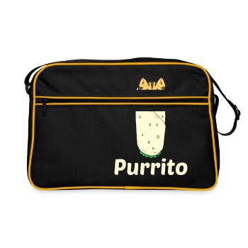 Purrito - Cat Burrito chaton ronronnant - Sac Retro - noir/or - Devant