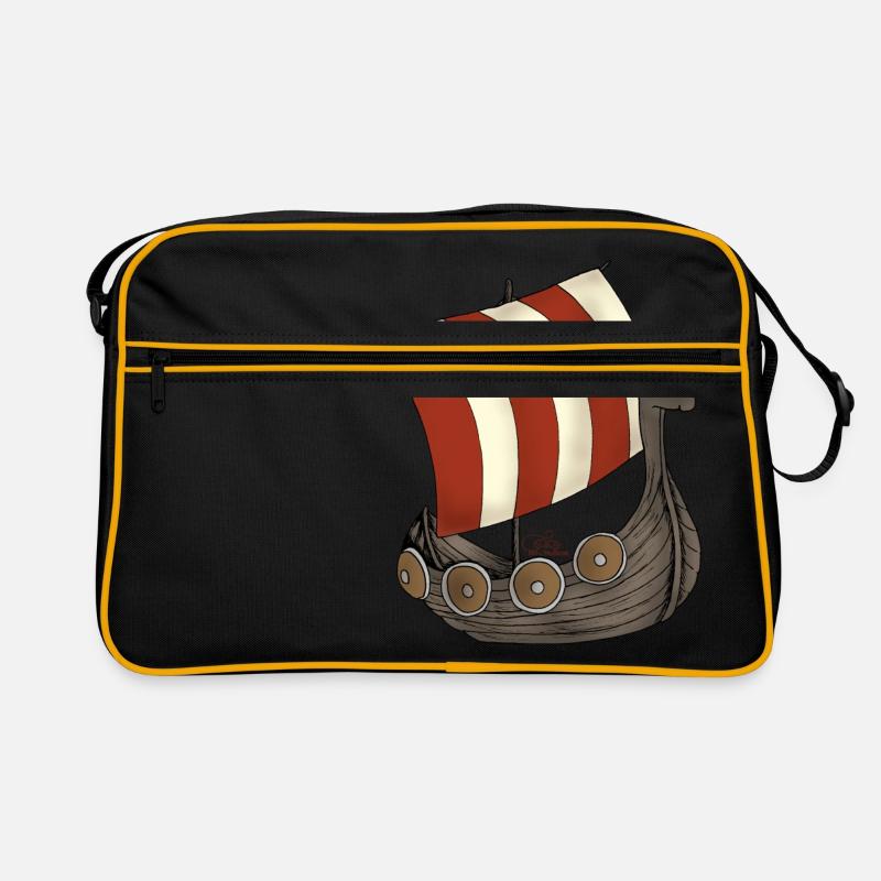 Eriks Winkingerschiff - Retro Tasche - Schwarz/Gold