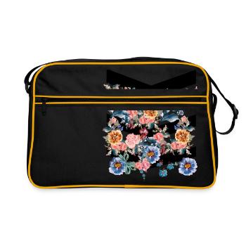 fleurs colorées avec des lignes noires - Sac Retro - noir/or - Devant