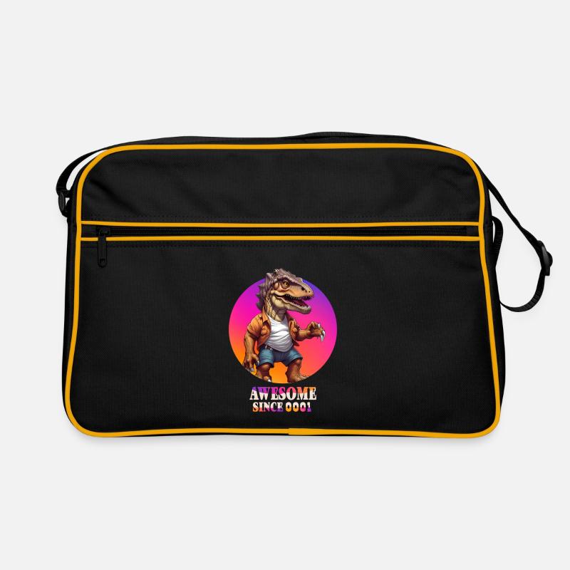 Dinosaurier - Retro Tasche - Schwarz/Gold