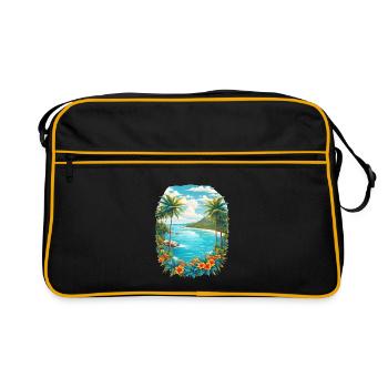 Karibik Insel - Retro Tasche - Schwarz/Gold - Vorne