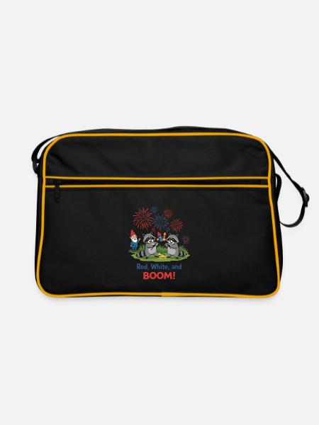 Raccoon 4th of July Fireworks Party - Retro Bag - black/gold - Front