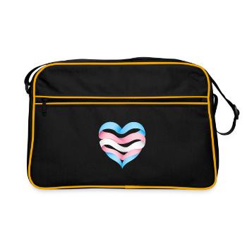 Transgender Herzdesign S1 - Retro Tasche - Schwarz/Gold - Vorne