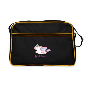 Mein kleines Einhorn Regenbogen - Retro Tasche - Schwarz/Gold - Vorne