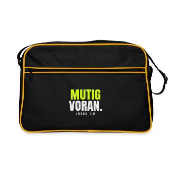 Mutig voran – Josua 1,9 - Retro Tasche - Schwarz/Gold - Vorne