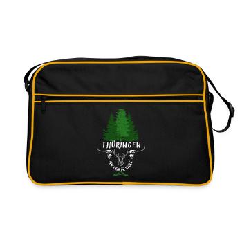 Thüringen mit Leib und Seele - Retro Tasche - Schwarz/Gold - Vorne