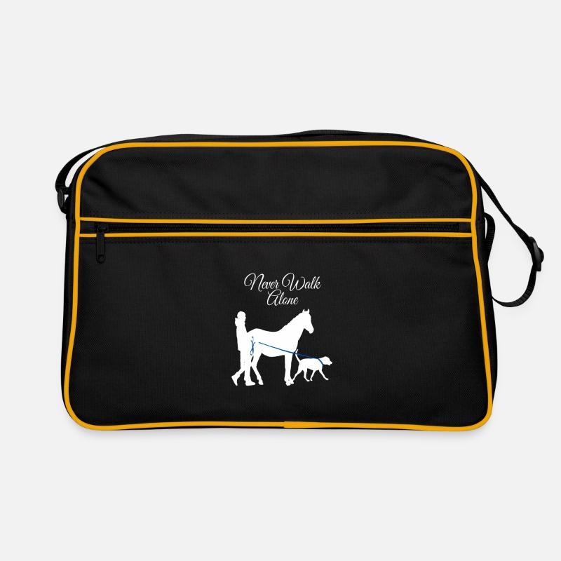 Never Walk Alone Pferd Hund - Retro Tasche - Schwarz/Gold